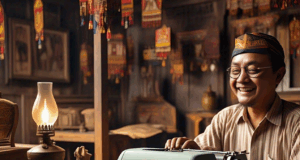 Menulis Membuat Anda Bahagia Ilustrasi Ahmad Nurcholish menulis. Diolah menggunakan AI