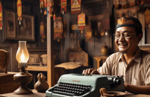 Menulis Membuat Anda Bahagia Ilustrasi Ahmad Nurcholish menulis. Diolah menggunakan AI