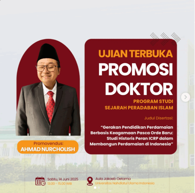 Cuplikan layar Ujian Terbuka Promosi Doktor Ahmad Nurcholish